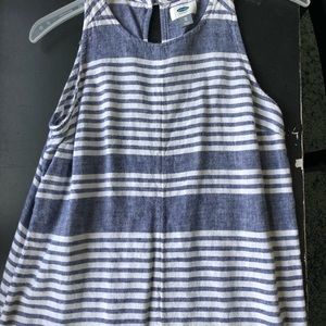 Linen navy and white stripped dress